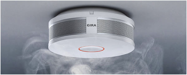 Example of a KNX detector for which fire and heat alarms are alerted differently.
