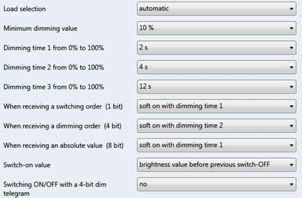 Typical dimming rate parameters.
