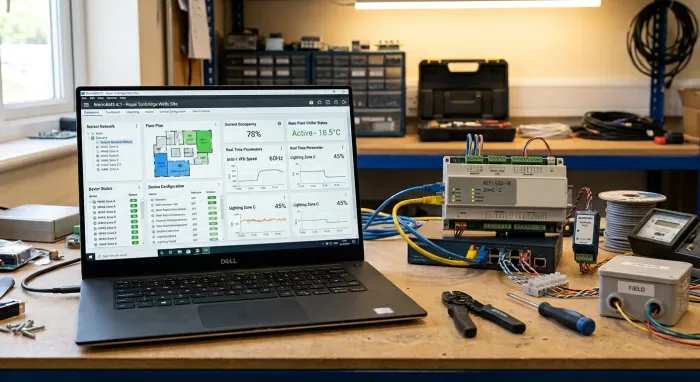 Laptop with building management software open