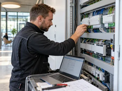 Technician with direct access to the devices in a building’s control cabinet