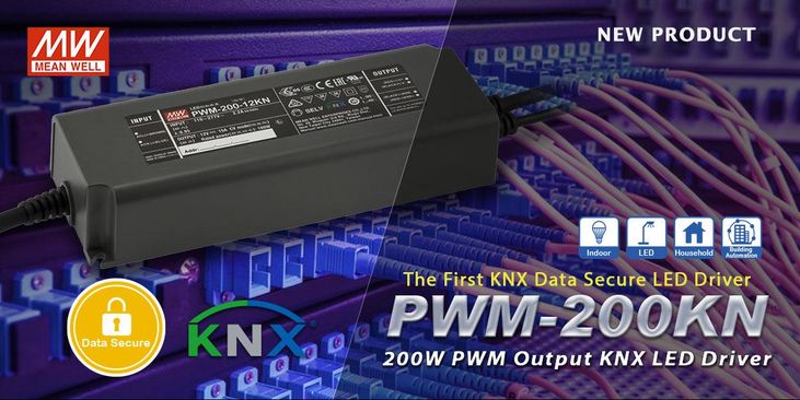 Azionatore a LED uscita PWM 200W MEAN WELL KNX Data Secure